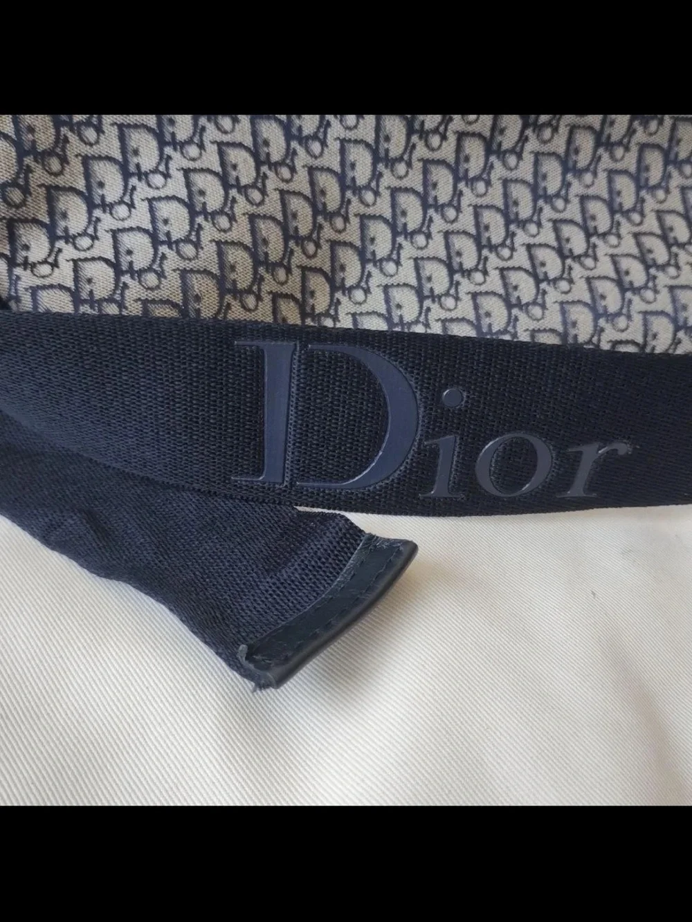 Dior Gray and Navy Oblique Logo Crossbody Messenger Bag